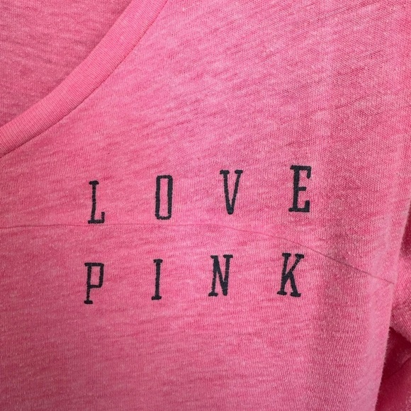 VS PINK Bright Cotton Half Sleeve V Neck Tee with Logo, Size Small - Picture 4 of 4